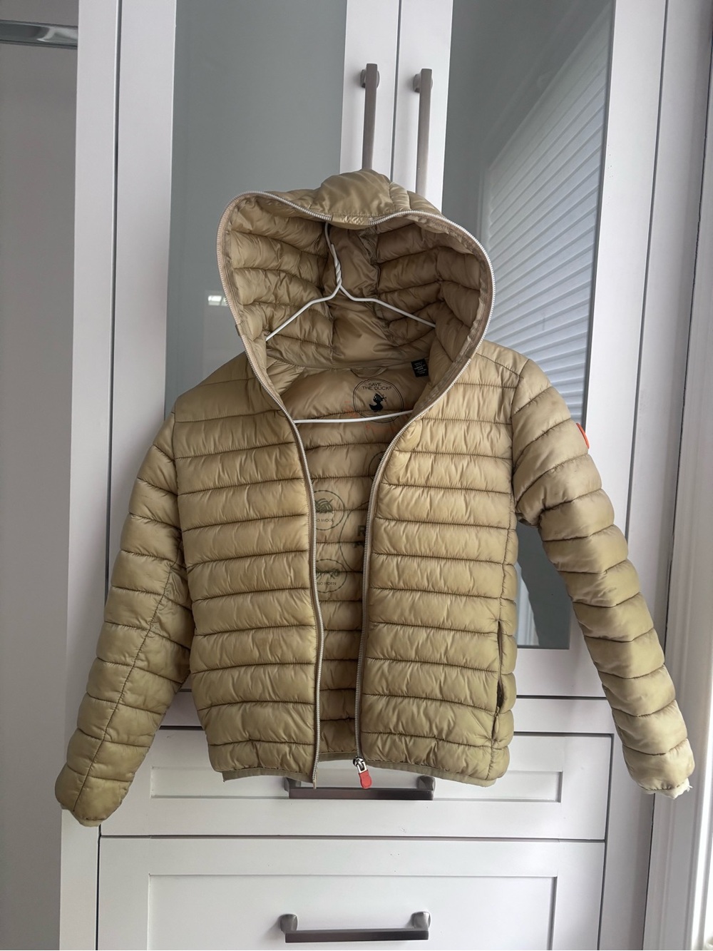 Save The Duck Kids Hooded Puffer Jacket Brown Girls 8